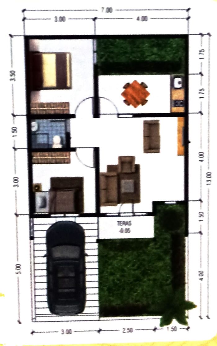 foto denah rumah tipe 52/91 perumahan VERONA HILLS CLUSTER VIOLET 3