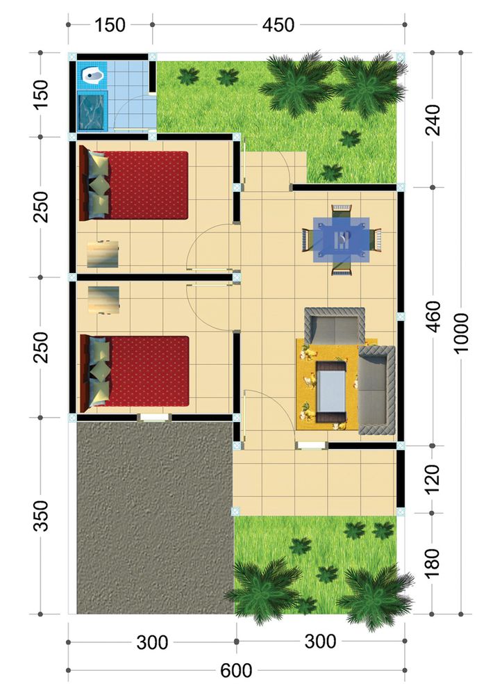 foto denah rumah tipe 36 perumahan Green pare residence 2