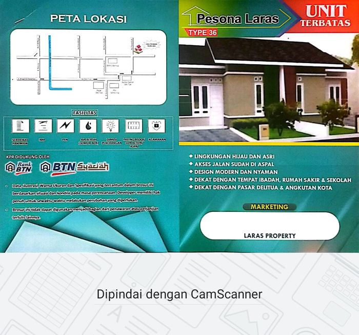 foto tampak rumah tipe kios perumahan PESONA LARAS TAHAP III