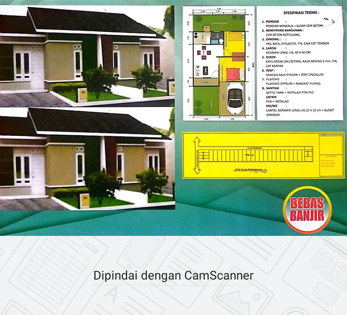 foto denah rumah tipe kios perumahan PESONA LARAS TAHAP III
