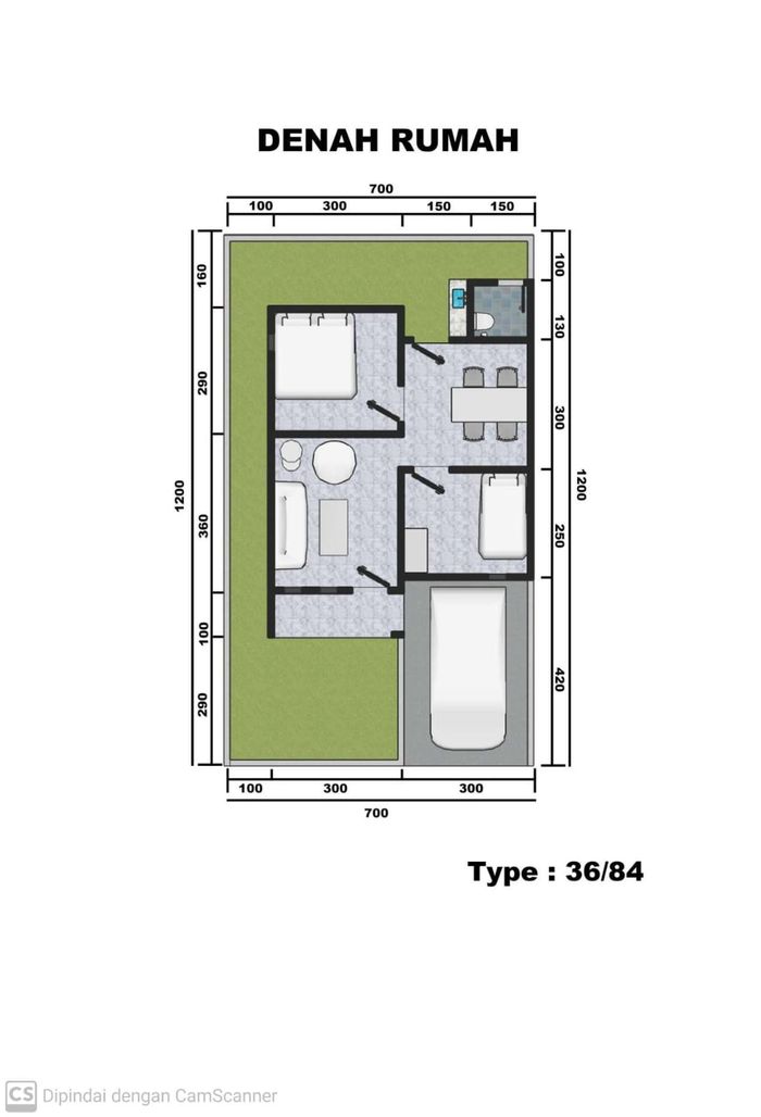 foto denah rumah tipe 36 perumahan GRIYA CEMERLANG RESIDENCE PALPUTIH