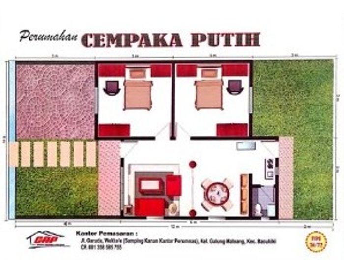 foto denah rumah tipe 36/72 perumahan CEMPAKA PUTIH SELATAN