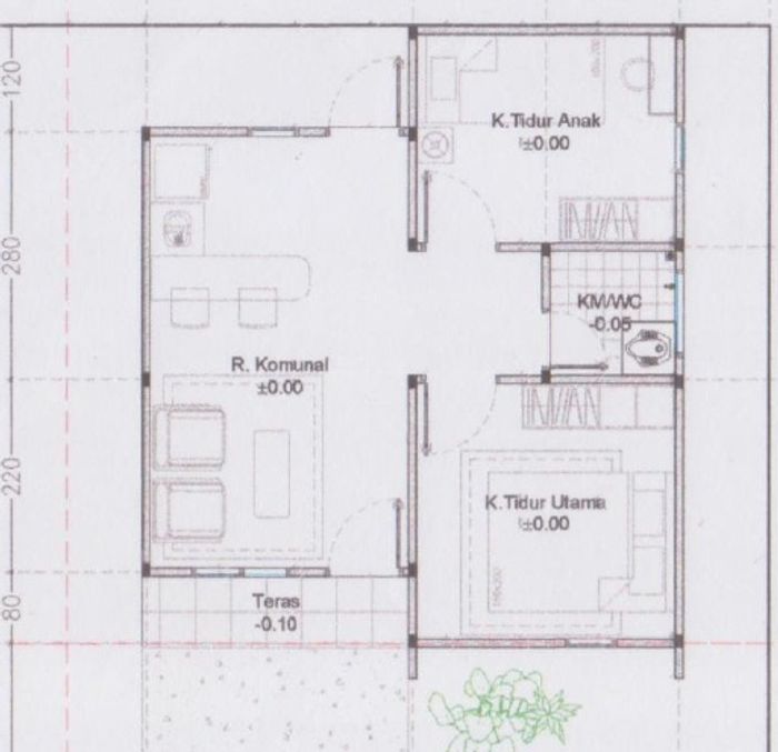 foto denah rumah tipe 36 perumahan ROYAL AURORA RESIDENCE
