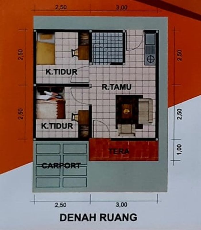foto denah rumah tipe Subsidi perumahan CLUSTER TRIWIDADI