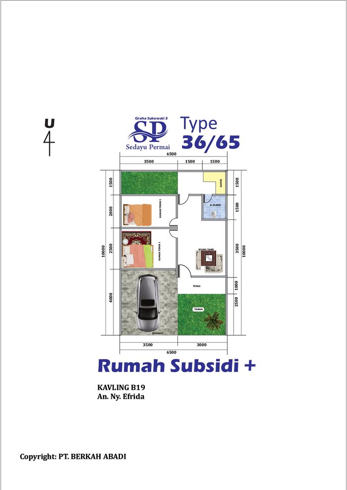 foto denah rumah tipe 36 perumahan GRAHA SUKOWATI 3 SEDAYU PERMAI