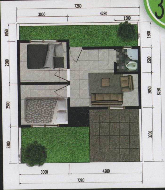 foto denah rumah tipe 30 perumahan ALAMANDA RESIDENCE