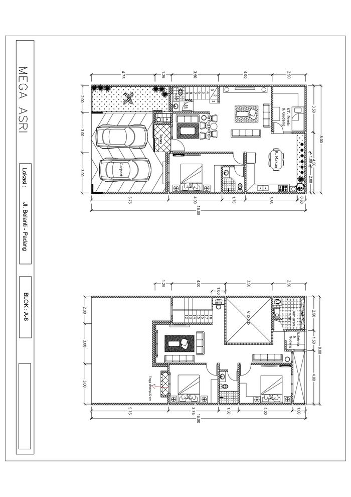 foto denah rumah tipe 128/192 perumahan Mega Asri