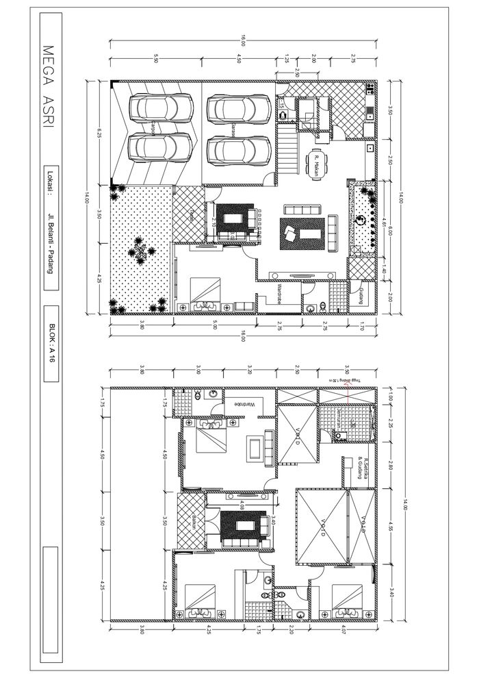 foto denah rumah tipe 224/344 perumahan Mega Asri