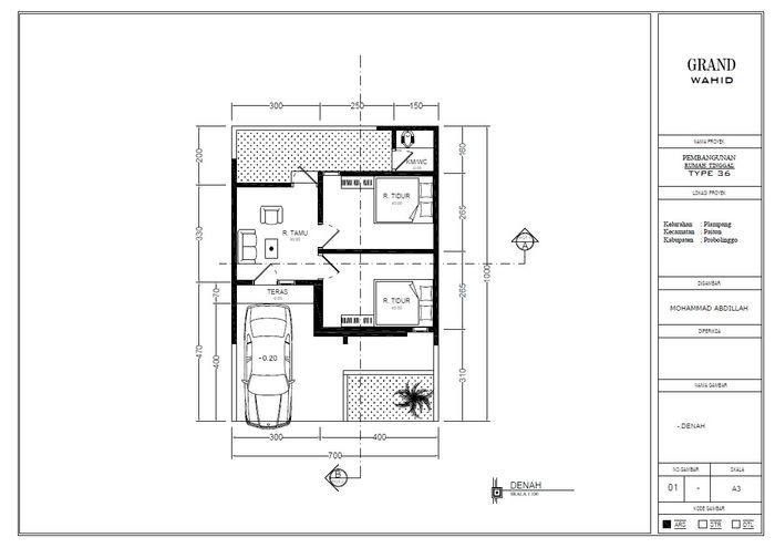 foto denah rumah tipe 36 perumahan Grand Wahid
