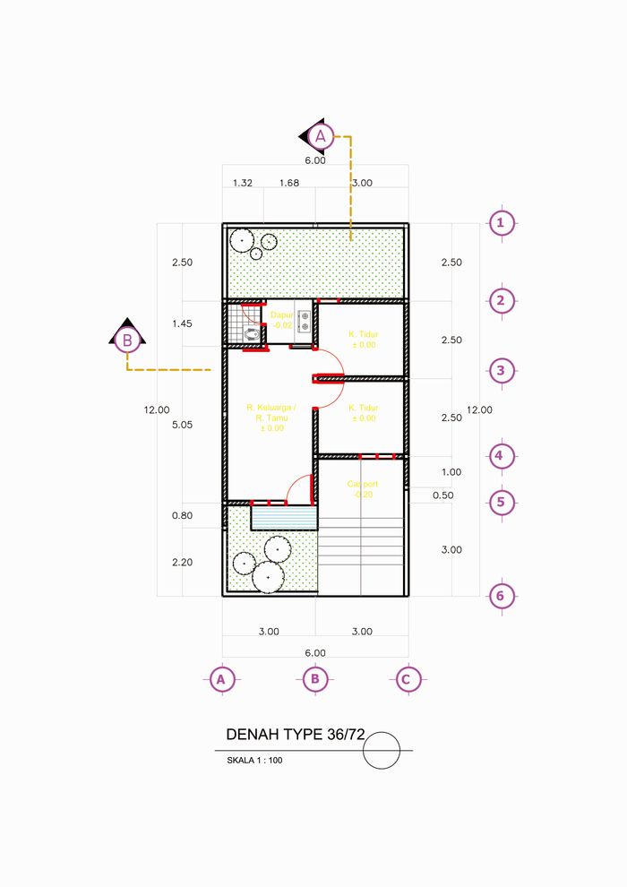 foto denah rumah tipe 36/72 perumahan Bandarsari Utama 2