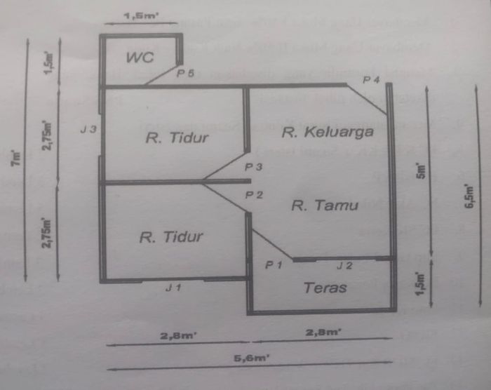 foto denah rumah tipe 36 Subsidi perumahan Griya Mumtaza Naga Sari Mandiri.