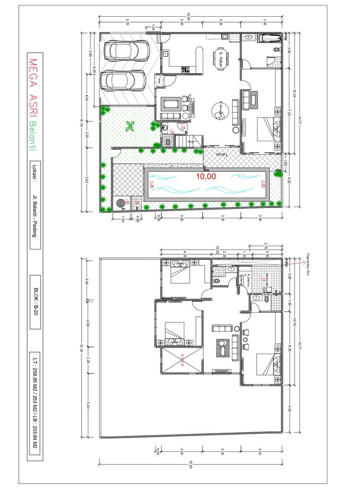 foto denah rumah tipe 253/234 perumahan Mega Asri