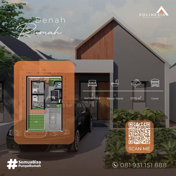 foto denah rumah tipe 27 perumahan POLINESIA