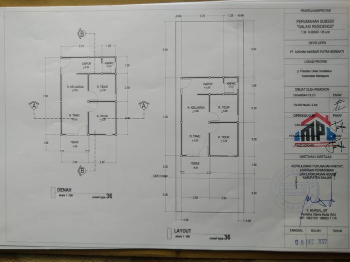 foto denah rumah tipe 36 perumahan GALAXY RESIDENCE