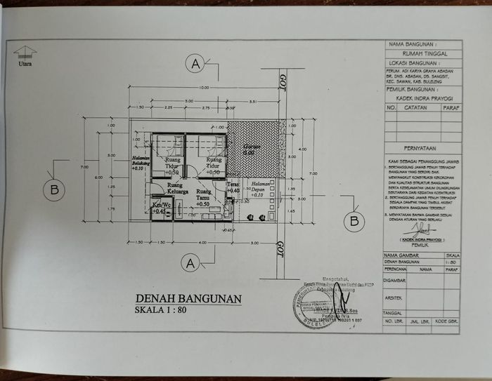 foto denah rumah tipe 32/70 m2 perumahan PERUMAHAN ADI KARYA GRAHA ABASAN