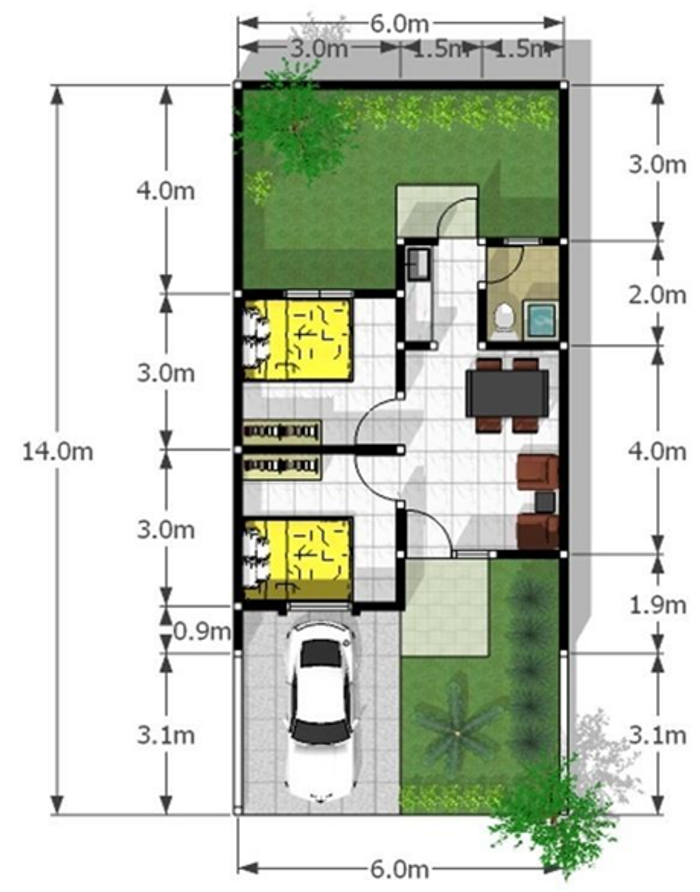 foto denah rumah tipe 36 perumahan WAHANA RESIDENCE 2
