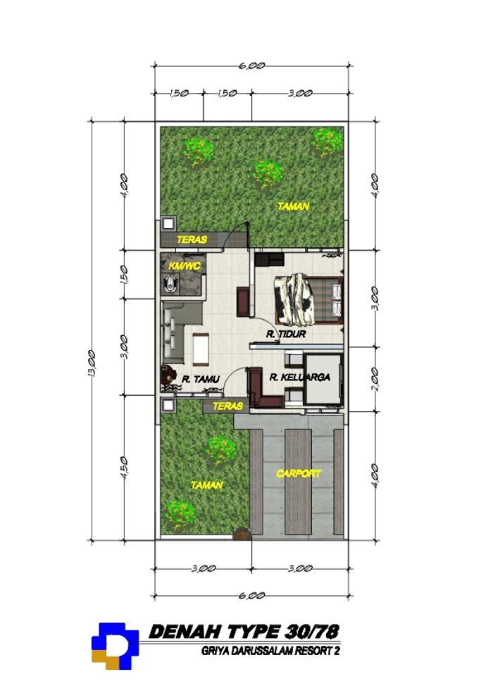 foto denah rumah tipe 30/78 perumahan GRIYA DARUSSALAM, CLUSTER SAKINAH