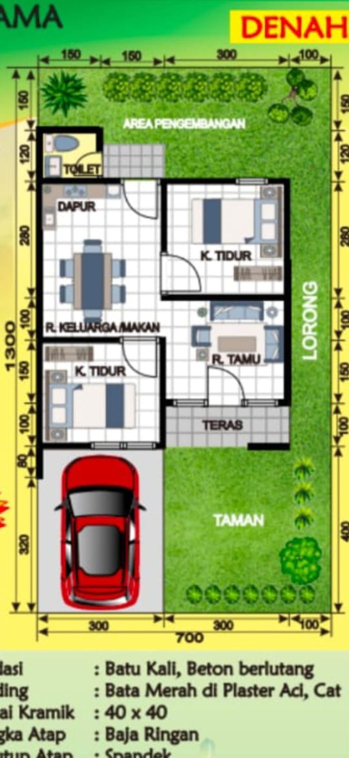 foto denah rumah tipe 36 perumahan PERUMAHAN TAWAKKAL PERMAI
