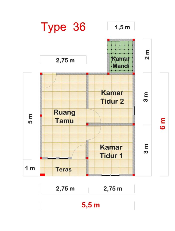 foto denah rumah tipe 36 perumahan PESONA ALAM MANDUHARA