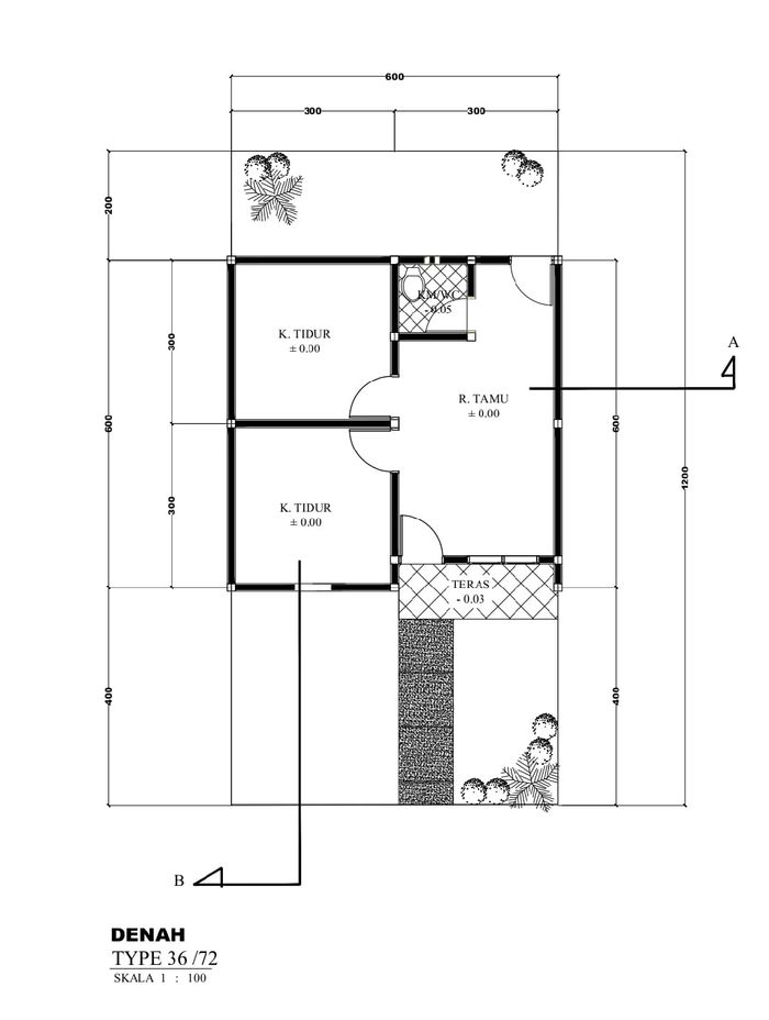 foto denah rumah tipe 36 perumahan TRI PUTRA RESIDENCE