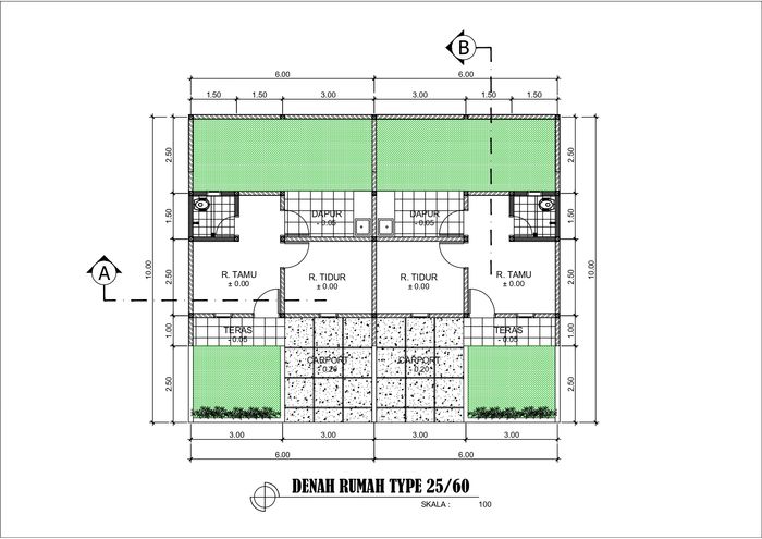 foto denah rumah tipe 25/60 perumahan GRAHA PESONA JATITUJUH
