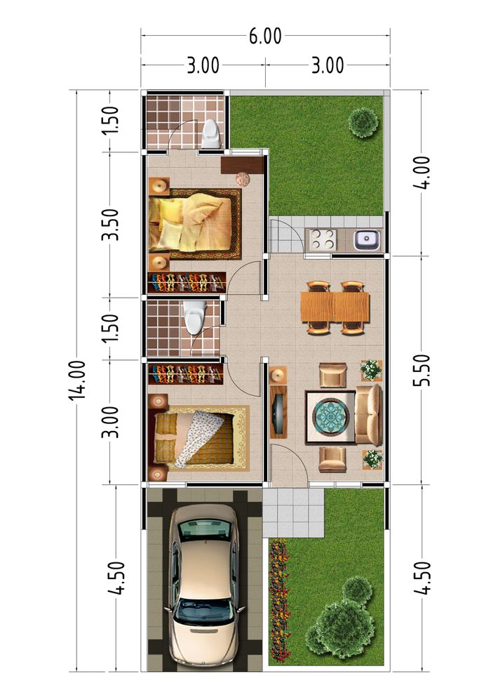 foto denah rumah tipe LOBELIA perumahan Cikarang Pass Residence