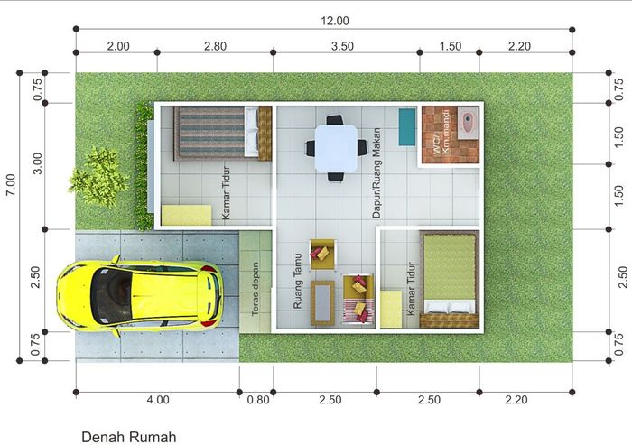 foto denah rumah tipe 36 perumahan GREEN SUNNY LIVING