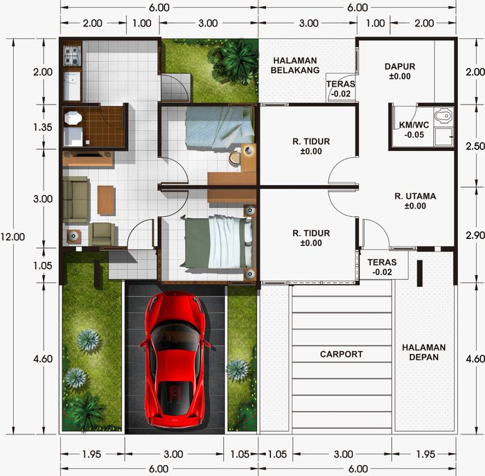 foto denah rumah tipe 36/72 (129) 114 2014 perumahan Alam Sanggar Indah