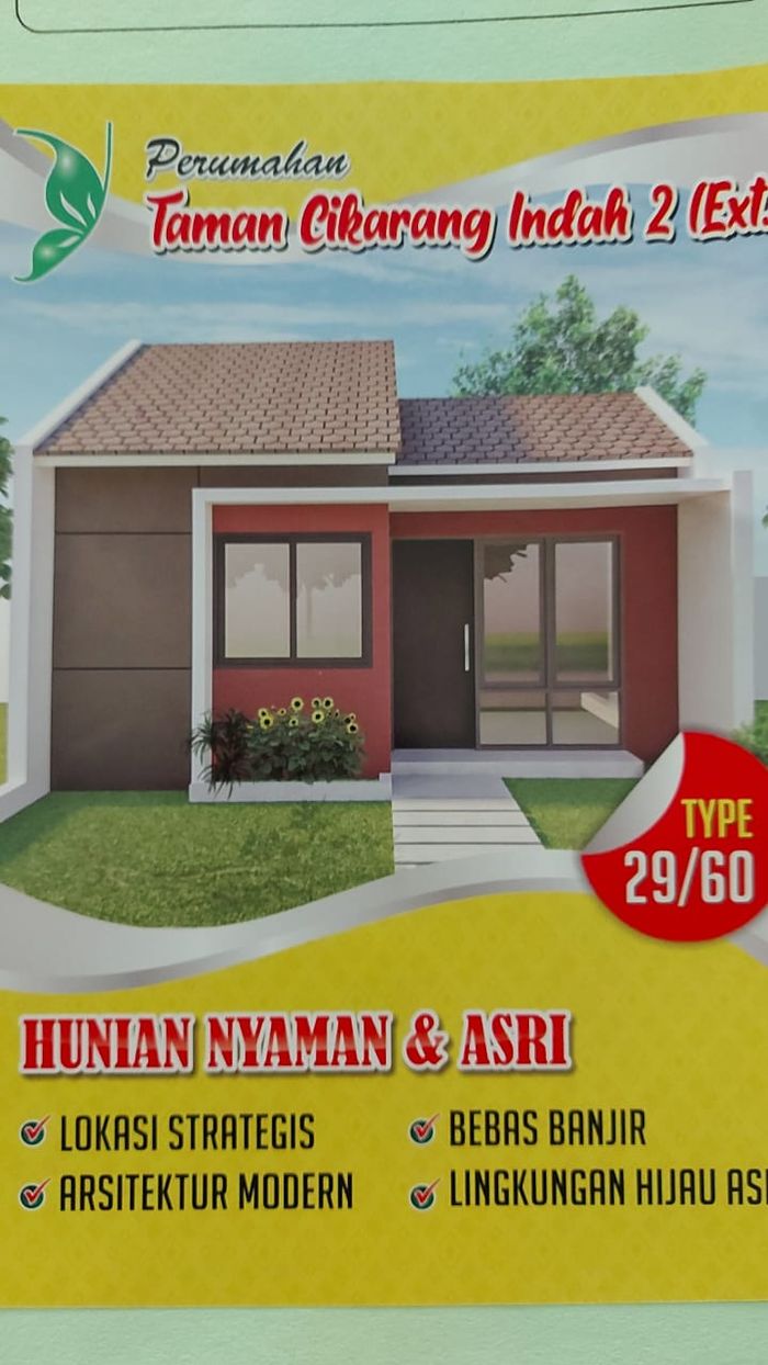 foto tampak rumah tipe 29/60 perumahan TAMAN CIKARANG INDAH 2 EXT