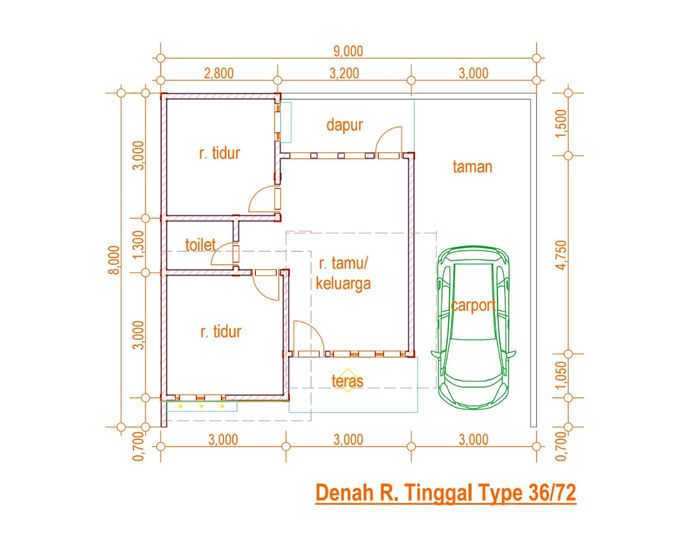 foto denah rumah tipe SUBSIDI perumahan PERUMAHAN GRIYA LESTARI