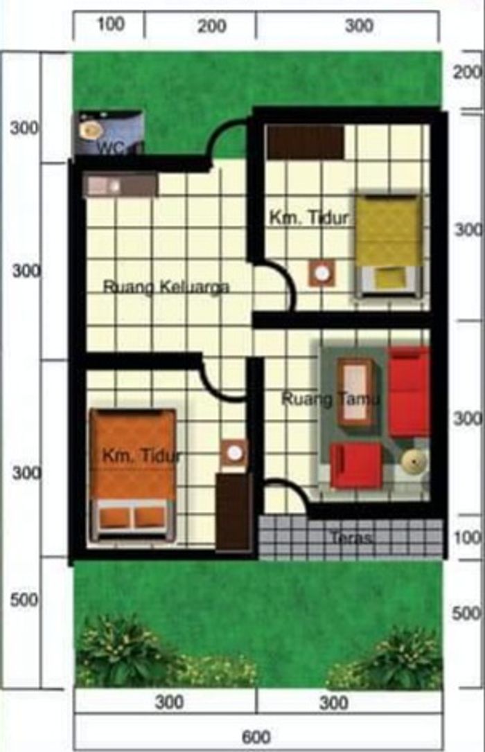 foto denah rumah tipe 36 perumahan GRIYA LAMALOANG II