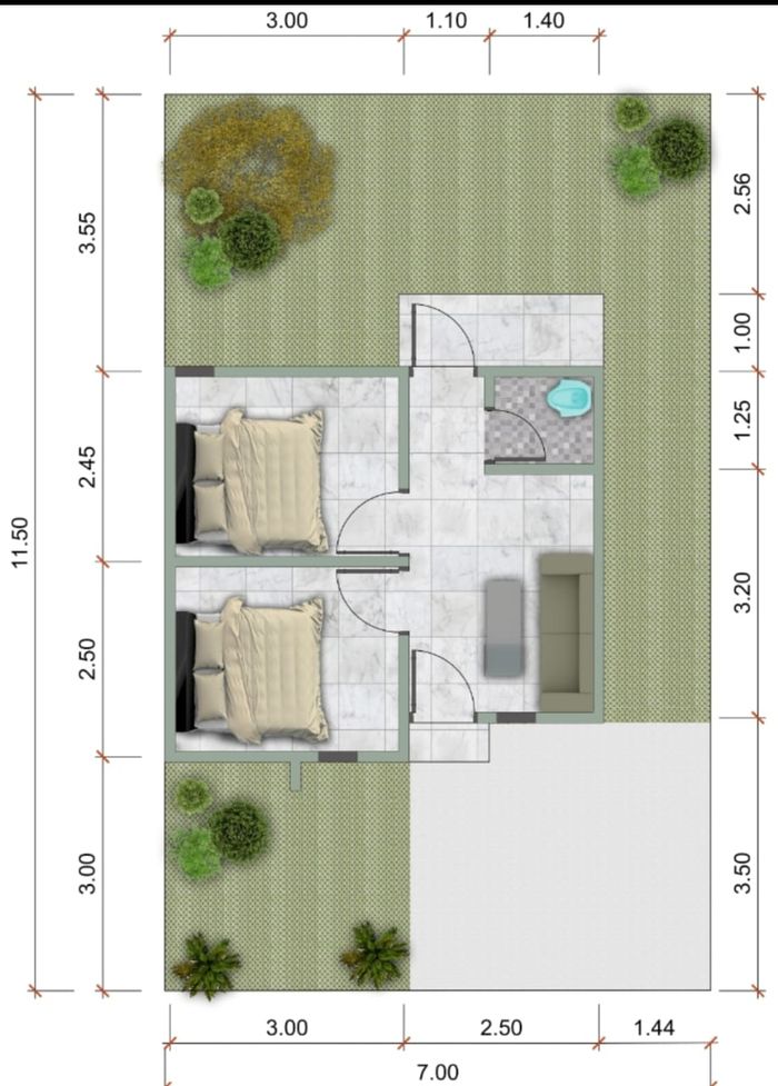 foto denah rumah tipe BJSR perumahan BATUJAI SALVA RESIDENCE