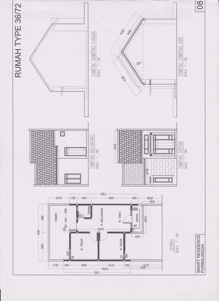 foto denah rumah tipe 36/72 perumahan Smart brilliant regency