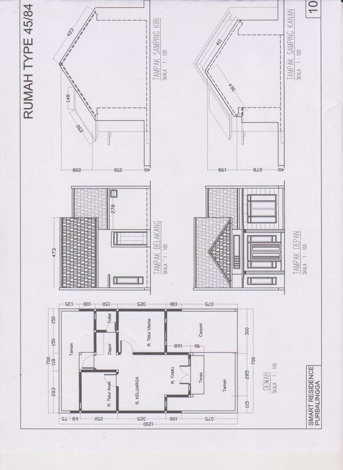 foto denah rumah tipe 45/84 perumahan Smart brilliant regency