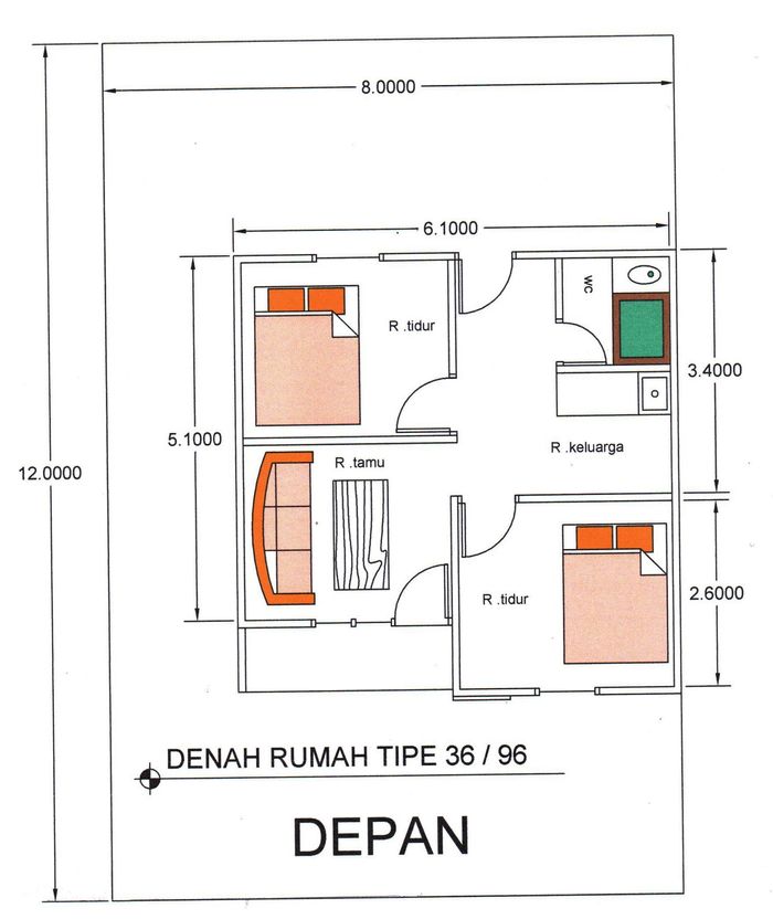 foto denah rumah tipe 36 RSH perumahan GRIYA PERMATA INDAH