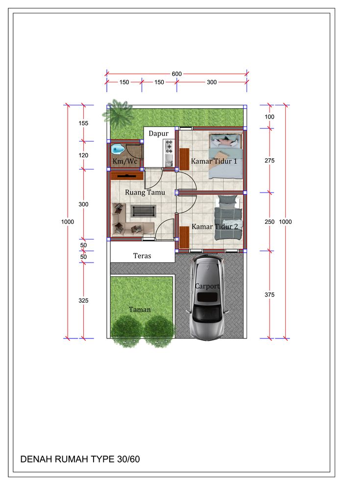 foto denah rumah tipe 30 perumahan GOTAN REGENCY