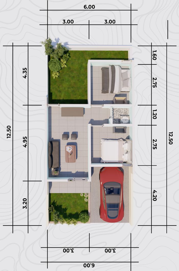foto denah rumah tipe 36/75 perumahan BALANIPA RESIDENCE TAHAP II.2