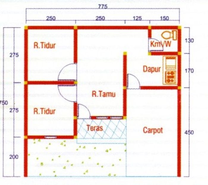 foto denah rumah tipe subsidi perumahan GRIYA MUKTI MANDIRI
