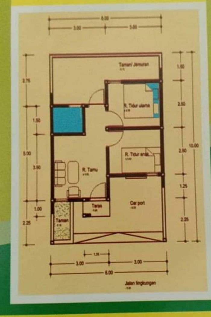 foto denah rumah tipe ASTER perumahan Puri Rarastiti
