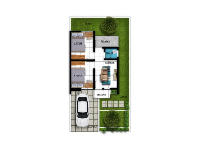 foto denah rumah tipe 28/75 perumahan PARAMADINA RESIDENCE