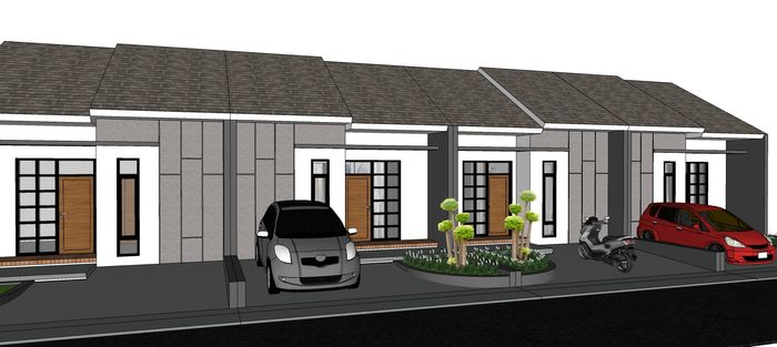 foto tampak rumah tipe 36/111 perumahan Artha Palace Cibenda Village