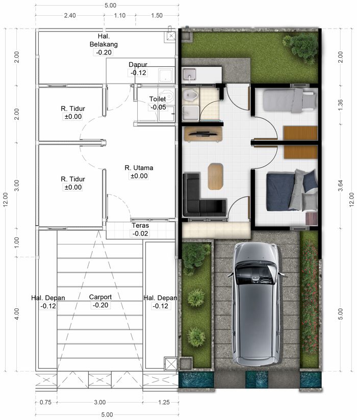foto denah rumah tipe 26/60 R5 per 5 Feb 2023 perumahan ALAM SANGGAR INDAH EXTENSION