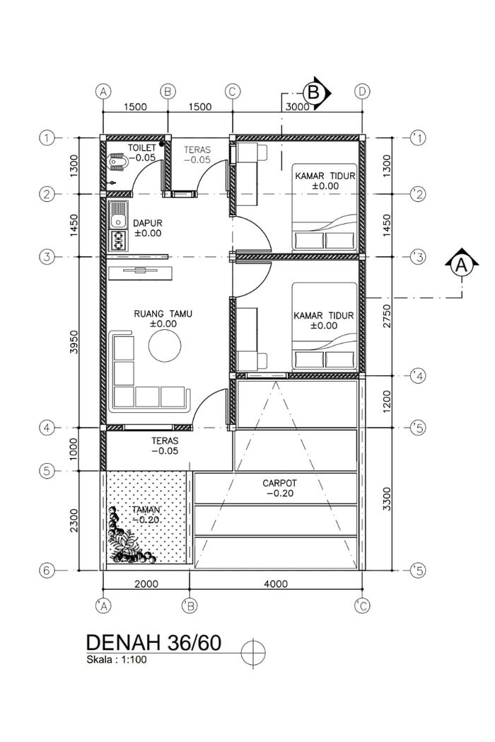 foto denah rumah tipe 36/60 perumahan BANYUMUKTI RESIDENCE