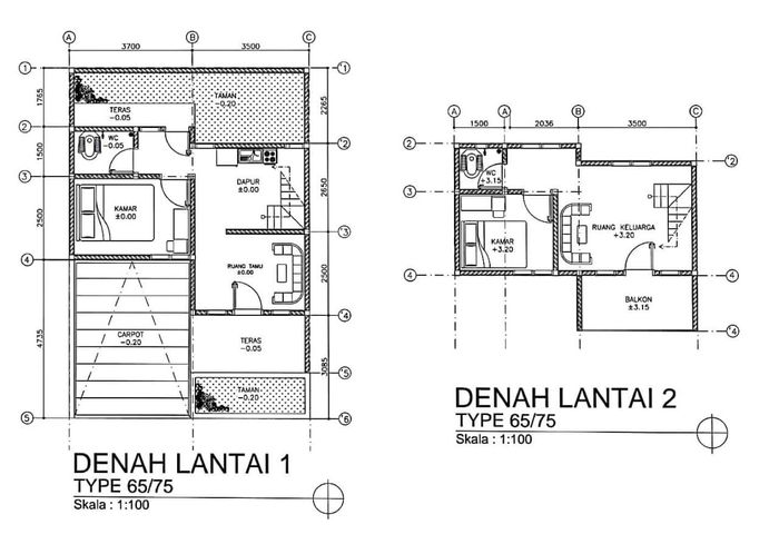foto denah rumah tipe 65/75 perumahan BANYUMUKTI RESIDENCE