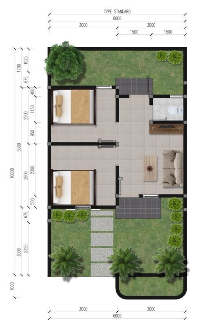 foto denah rumah tipe 30/60 perumahan GIA Residence