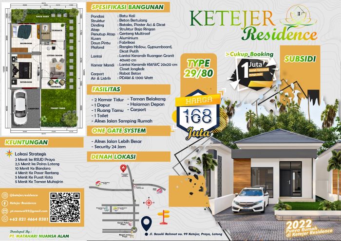 foto denah rumah tipe SUBSIDI perumahan KETEJER RESIDENCE