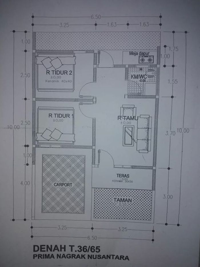 foto denah rumah tipe 36/60 perumahan Prima Nagrak Nusantara Tahap 3