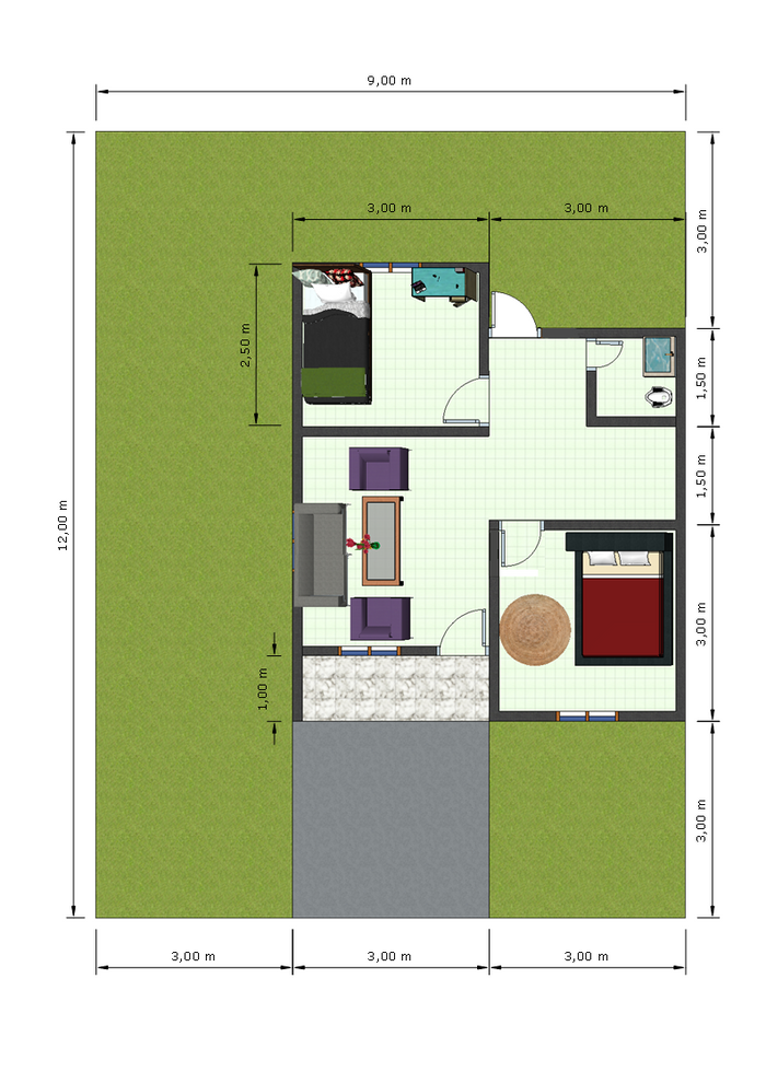 foto denah rumah tipe 36 perumahan Rasau Residence 2