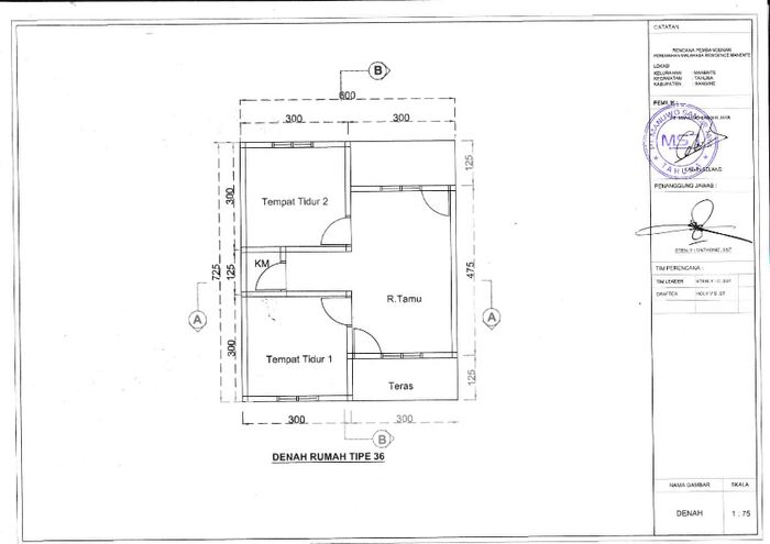 foto denah rumah tipe A perumahan Malahasa Residence
