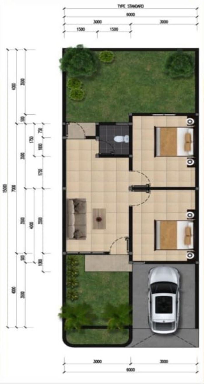 foto denah rumah tipe 45/90 perumahan GIA Residence
